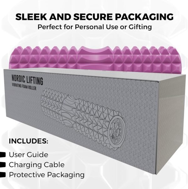 Nordic Lifting Vibrating Foam Roller w/ 5 Intensity Vibration, High Density EVA Foam for Deep Tissue Massage & Muscle Recovery - Ideal for Back Pain, Plantar Fasciitis Relief, Physical Therapy - Pink - Image 7