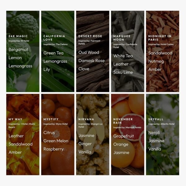 Aroma360 Essential Oil Scent Top 10 Luxury Hotel Inspired Scent Sampler Pack Indulge in Signature Scents Inspired by Iconic Destinations and Brands 10 Exquisite Blends in 1.7mL - Image 5