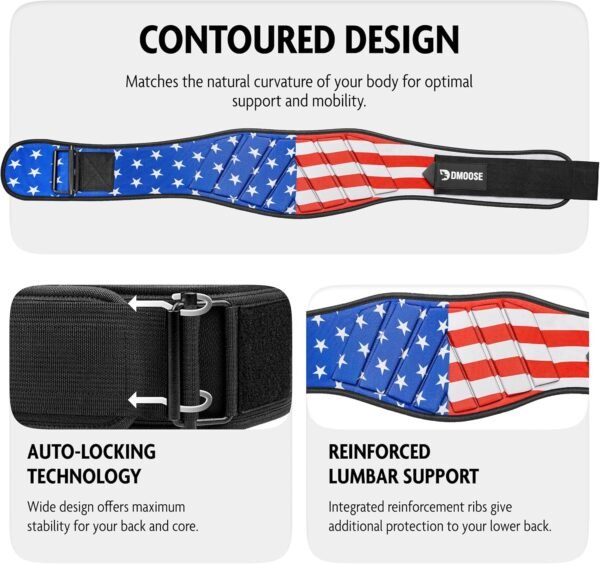 DMoose Fitness Neoprene Weight Lifting Belt - Adjustable 6" Gym Support for Stability & Lumbar Support - Sweat Resistant Weightlifting Belt for Men & Women for Squats, Deadlifts & Bench Presses - Image 4