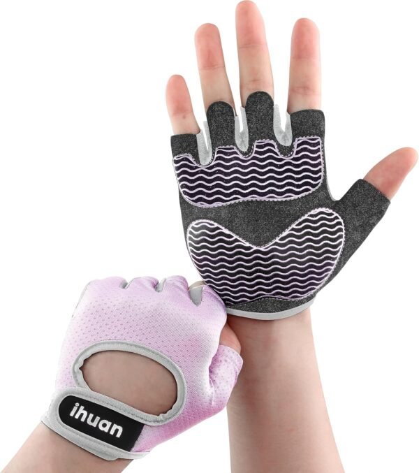 ihuan Huan Lightweight Breathable Workout Gloves Partition Palm Protection Gym | Enhance Grip Weight Lifting for Exercise | Fitness | Cycling Men & Women - Image 2