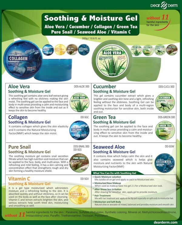Dearderm Aloe Vera Soothing & Moisture Gel 10.6fl.oz/300g - Image 4