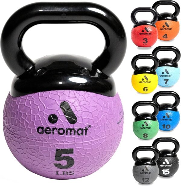 Aeromat Elite Mini Kettlebell Medicine Ball - Kettlebell Weight Balls for Exercise, 6" dia Weighted Exercise Ball, Training Kettlebells, Color-Coded - Image 2