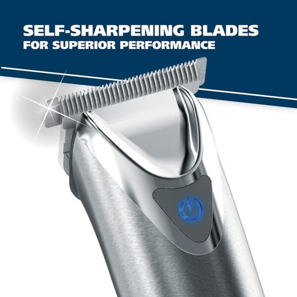 Wahl USA Stainless Steel Lithium Ion 2.0+ Beard Trimmer for Men - Electric Shaver & Nose Ear Trimmer - Rechargeable All in One Men's Grooming Kit - Model 9864SS - Image 4