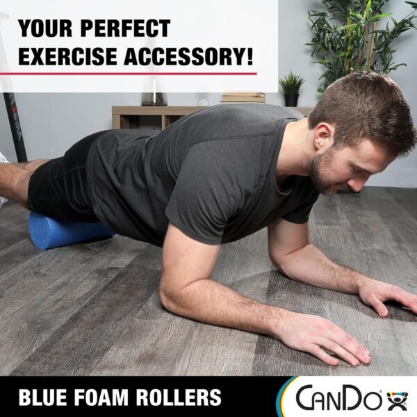 CanDo Blue PE Foam Rollers for Fitness, Exercise Muscle Restoration, Massage Therapy, Sport Recovery and Physical Therapy for Homes, Clinics, and Gyms 6" x 36" Round - Image 4
