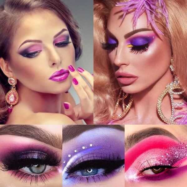 Purple Pink Glitter Eyeshadow Palette, 12 Colors Shimmer High Pigmented Eyeshadow Powder,Dream Purple Pink Eyeshadow Palette Makeup Colorful Lasting Waterproof Eyeshadow Palette for Girl Women - Image 4
