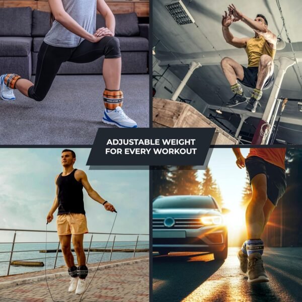 Adjustable Ankle Weights for Women and Men - 1 Pair 2 4 6 8 10 Lbs - Strap to Wrist, Hand or Leg for Gym & Yoga - Workout Equipment to Boost Weight Loss by Nordic Lifting - Image 4