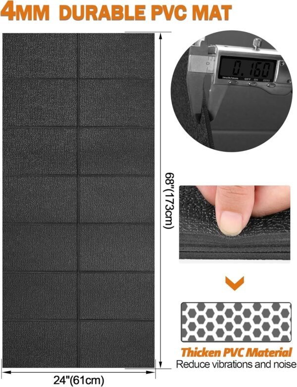 Exercise Equipment Mat 24"x68"/ 30"x60"/ 36"x78"/ 36"x96" Treadmill Mat Exercise Bike Mat for Stationary Spin Bike Trainer Elliptical Gym Workout Fitness Equipment Rower Mat for Hardwood Floors - Image 3