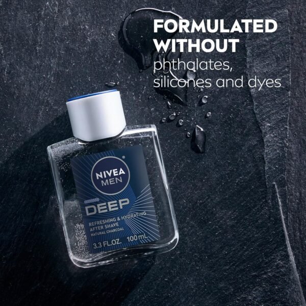 NIVEA MEN DEEP Refreshing and Hydrating After Shave with Natural Charcoal, Aftershave Lotion for Men Soothes Shave Irritation, Vanilla and Bourbon Scent, 3.3 Fl Oz Bottle, Pack of 3 - Image 7
