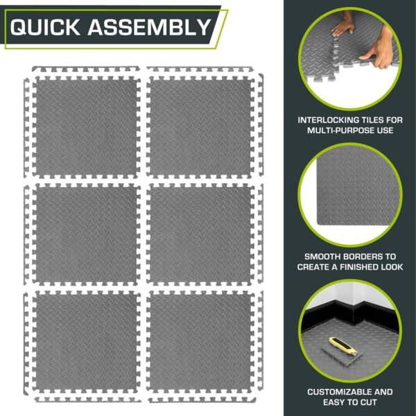 ProsourceFit Puzzle Exercise Mat ½ in, EVA Interlocking Foam Floor Tiles for Home Gym, Mat for Home Workout Equipment, Floor Padding for Kids, Blue, 24 in x 24 in x ½ in, 24 Sq Ft - 6 Tiles - Image 7