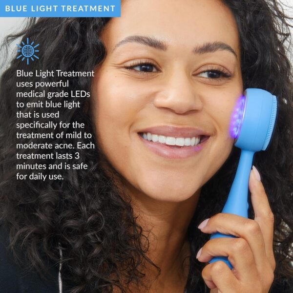 PMD Clean Acne - Smart Facial Cleansing Device with Silicone Brush & Acne-Fighting Blue Light Treatment - Waterproof - SonicGlow Vibration Technology - Eliminate Mild To Moderate Acne - Image 9
