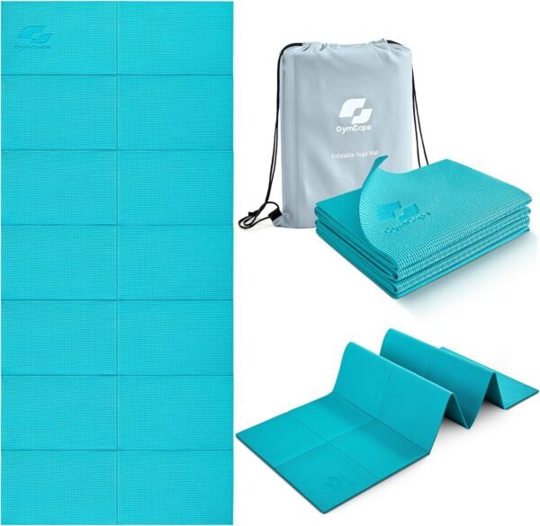 Foldable Yoga Mat for Travel, 68"x24" Folding Travel Gym Mat for Women Yoga Studio, Packable and Portable Pilates Mat with Storage Bag Easy to Carry, Lightweight Travel Workout Mat, 2mm/4mm - Image 2