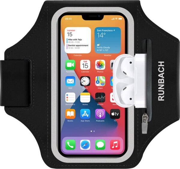 Running Armband for Google Pixel 8/8 Pro/7/7a/7 Pro/6/6a/6 Pro/5/5a/4/4a/4XL/3a/3 XL,Water Resistant Sport Armband with Zipper Slot for Pixel Buds and Car Key (Black) - Image 2