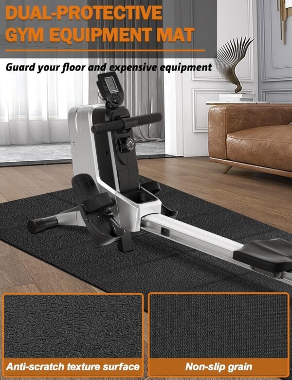 Exercise Equipment Mat 24"x68"/ 30"x60"/ 36"x78"/ 36"x96" Treadmill Mat Exercise Bike Mat for Stationary Spin Bike Trainer Elliptical Gym Workout Fitness Equipment Rower Mat for Hardwood Floors - Image 7
