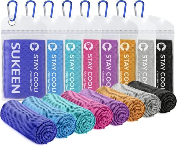 Sukeen Cooling Towel 8 Pack (40"x 12"), Cooling Towel for Neck and Face, Microfiber Breathable Towel for Hot Weather, Sweat Towel for Gym, Sport, Yoga, Golf, Workout, Camping, Running - Image 2