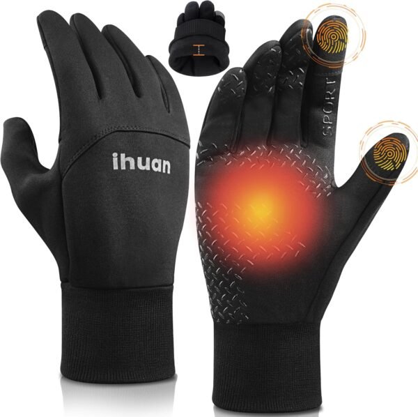 ihuan Winter Gloves for Men Women Waterproof Running Cycling for Cold Weather, Thermal Warm Windproof Material and Touch Screen Finger for Skiing Snow Driving Snowboarding - Image 2
