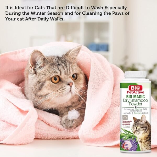 Bio Magic Dry Shampoo Powder with Lavender and Rosemary for Cats | Cleansing and Moisturizing Perfume and Talc Free Suitable for Sensitive Skin - 5.29 oz - Image 8