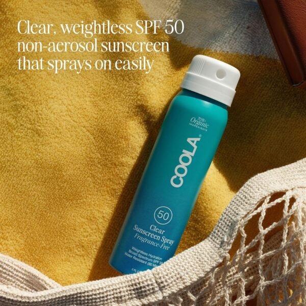 COOLA Organic Sunscreen SPF 50 Sunblock Spray, Dermatologist Tested Skin Care for Daily Protection, Vegan and Gluten Free, Fragrance Free, 2 Fl Oz - Image 3