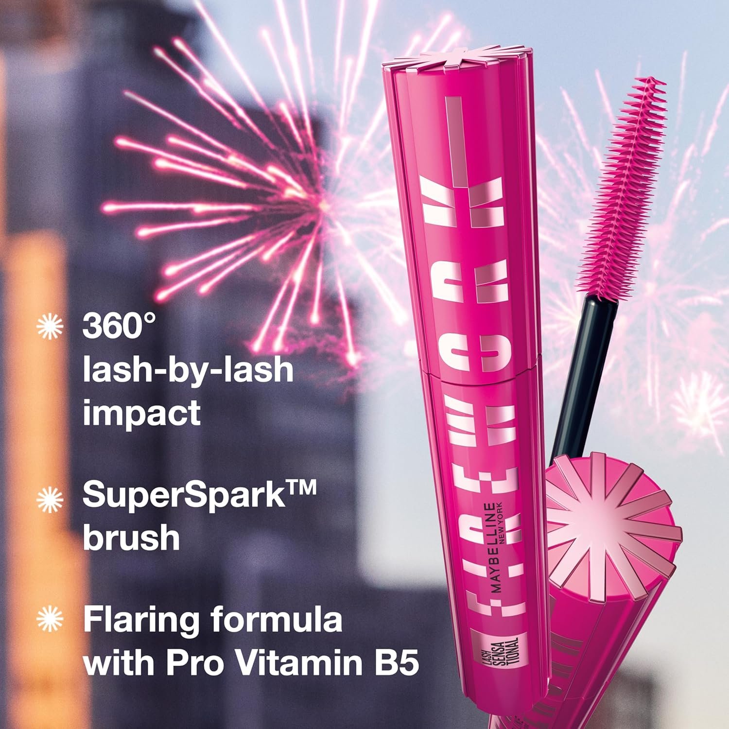 Maybelline Lash Sensational Firework Washable Mascara, Lengthening & Volumizing Mascara for up to 24HR wear, Brownish Black, 1 Count - Image 4