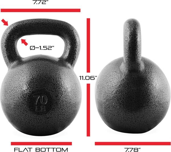WF Athletic Supply Hammerstone Painted Cast Iron Kettlebells, Home & Gym Equipment, Great for Strength Training, Full Body Workout & Crossfit Training, Color & Size Options Available in 10-80 Pounds - Image 6