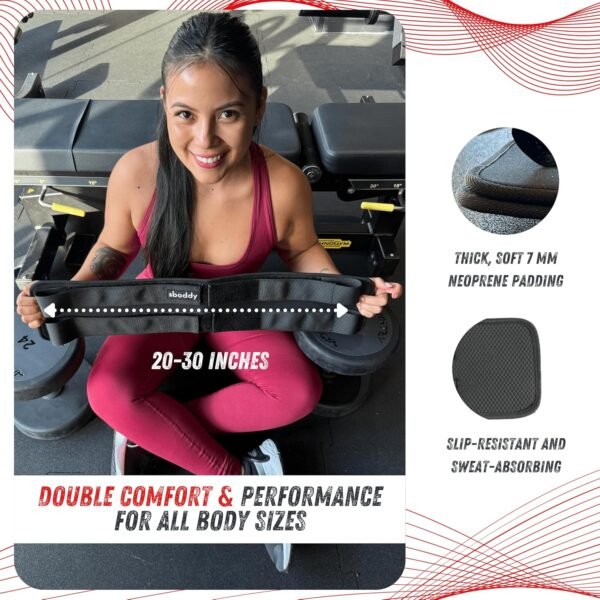Hip Thrust Belt For Dumbbells Heavy, Kettlebells, Plates, Hip Thrust Band for Women/Men, Double Hook & Loop Booty Builder, Glute Workout Equipment for All Shapes, Use at Home/Gym - Image 8
