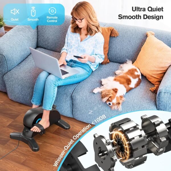 Motorized Under Desk Bike Pedal Exerciser, LUBBYGIM Electric Mini Exercise Bike for Seniors Rehab Training, Arm/Leg Fitness & Physical Therapy, 12 Adjustable Speed & ‎2025 Upgraded Version - Image 3