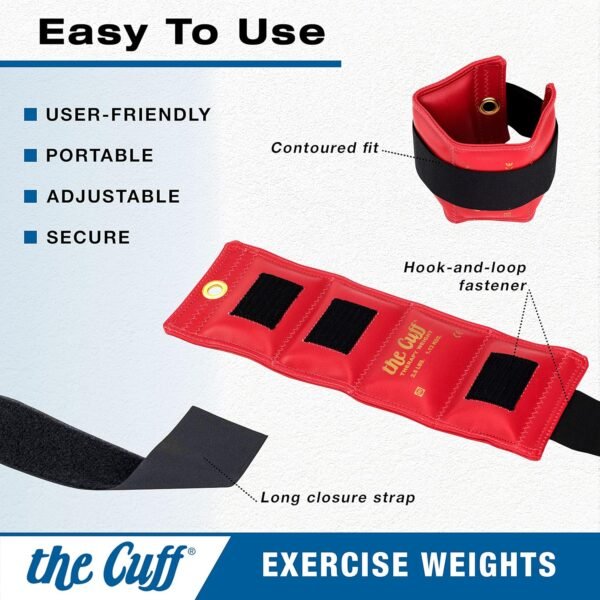 The Cuff Original Adjustable Ankle and Wrist Weight for Training, Dance, Running, Cardio, Aerobics, Toning, and Physical Therapy for Men and Women, 10 lb, Brown - Image 3