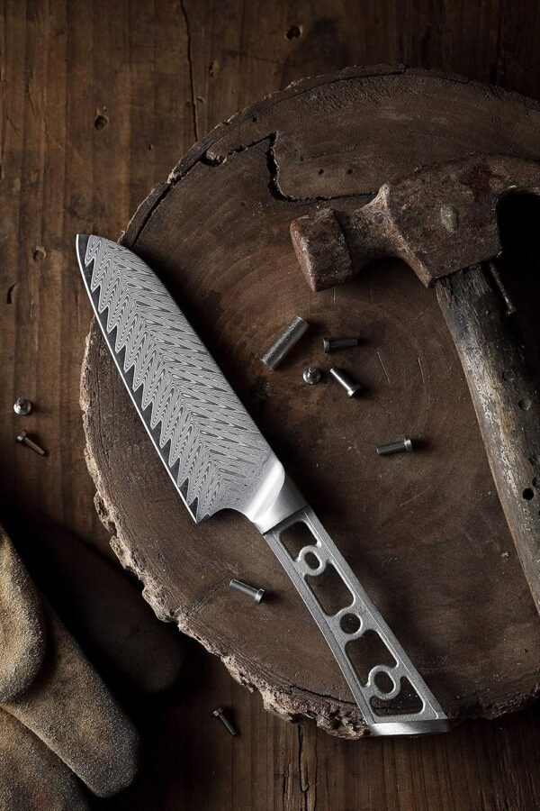 KATSURA Woodworking Project Kit – Santoku Knife Blank – 5 Inch with 40mm wide blade – Thunder-X Series – Japanese Premium 67 Layers Damascus AUS 10 Steel – NO LOGO - Image 4