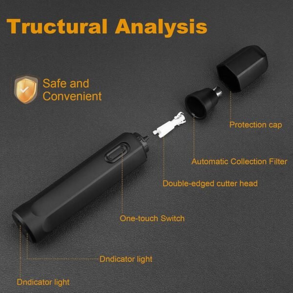 Nose Hair Trimmer for Men Women, USB Rechargeable Electric Ear Nose Hair Trimmer Clipper, Professional IPX7 Waterproof Dual Edge Blades for Easy Cleaning (Black) - Image 3