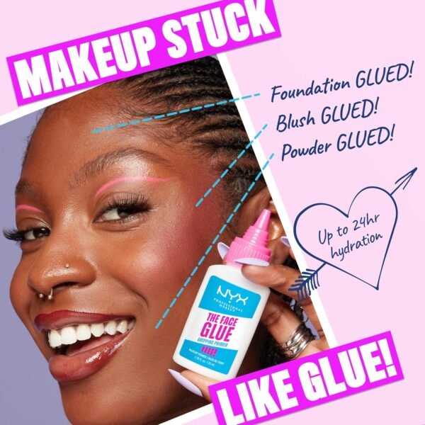 NYX PROFESSIONAL MAKEUP The Face Glue Gripping Primer, Hydrating Makeup Primer with Up To 24HR Wear, Vegan & Cruelty Free - Image 3