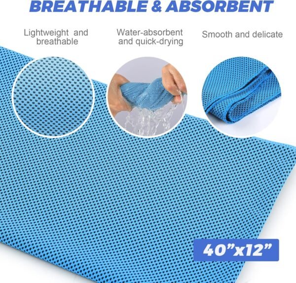 Cooling Towels for Neck and Face, 40x12’’ Soft Breathable Sweat Towels, Microfiber Sport Towel for Yoga, Gym, Workout, Running, Golf, Travel, Cooling Neck Wrap for Hot Weather - Image 6