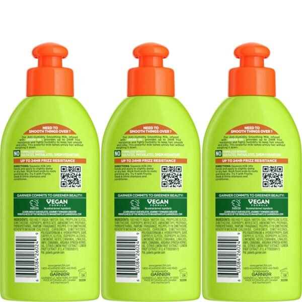 Garnier Fructis Style Anti-Humidity Smoothing Milk for Frizz Resistance, 5.1 Fl Oz, 3 Count, (Packaging May Vary) - Image 3
