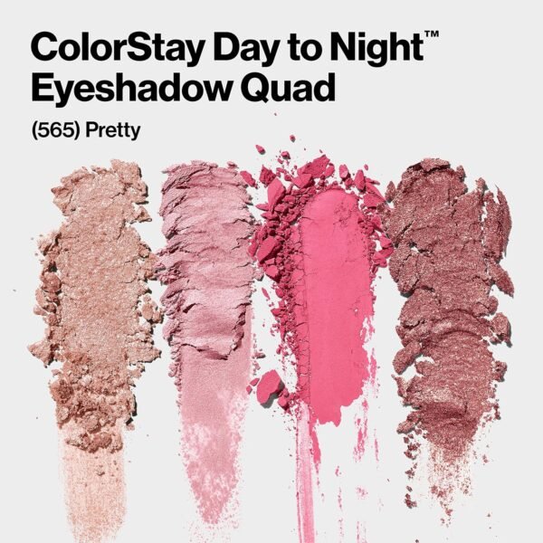 REVLON ColorStay Day to Night Eyeshadow Quad, Valentine's Day Makeup Gifts for Women, Longwear Shadow Palette with Transitional Shades and Buttery Soft Feel, Crease & Smudge Proof, 565 Pretty - Image 3
