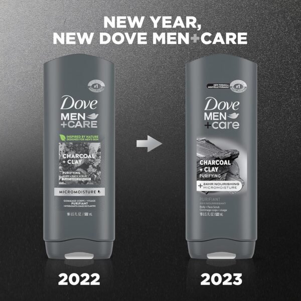 DOVE MEN + CARE Elements Body Wash Charcoal + Clay 4 Count For Men's Skin Care Effectively Washes Away Bacteria While Nourishing Your Skin, 18 oz - Image 4