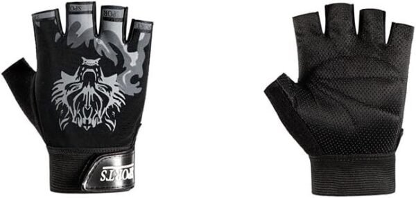 Workout Gloves for Men and Women, Wolf Head Half-Finger Riding Gloves: Non-Slip, Sun-Protective & Breathable for Summer Sports - Image 6