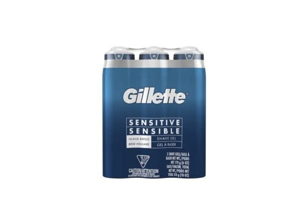 Gillette Sensitive Shave Gel 3 Pack Of 6 Oz Net Wt 18 Oz,, () - Image 2