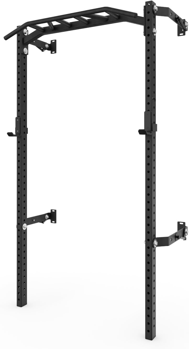 PRx Performance Profile One Folding Squat Rack 2"x3" with Pull-Up Bar - Kipping or Multi-grip Bar, Wall Mounted Home Gym Equipment, Pull Up Station, Pull Up Bar, USA-Made,1,000 lb Load Capacity, Black - Image 2