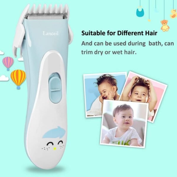 Baby Hair Clippers, Ceramic Blade Electric Kids Hair Trimmer, Ultra-Quiet Cordless Rechargeable Waterproof Haircut Kit for Kids & Adult - Image 3