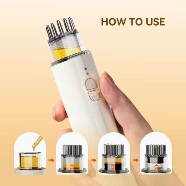 Electric Hair Oil Applicator and Scalp Massager 2 in 1, Latest Scalp Oil Applicator for ALL Hair Essential Oil Serum, Electric Quantitative Oil Dispensing Brush Handheld Hair Oil Dispenser Comb - Image 8