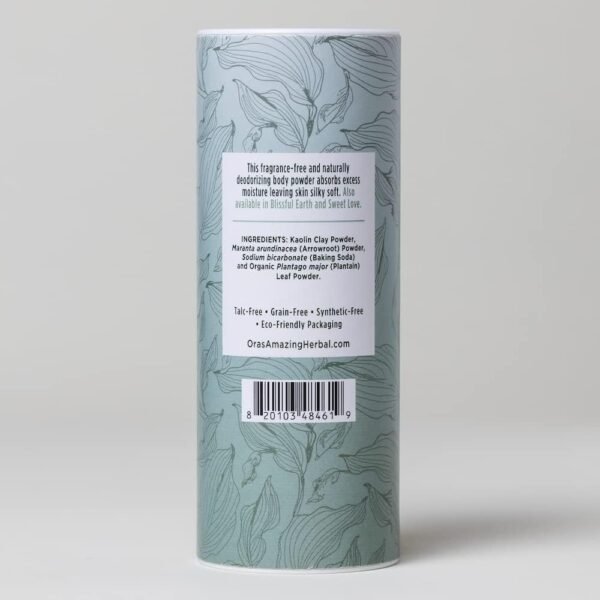 Fragrance Free Body Powder for Women and Men, Unscented Talc Free Talcum Powder, Cornstarch Free Dusting, Waxing, Natural Sugaring, Foot Powder, Dry Shampoo, Made in USA, Ora’s Amazing Herbal, 2.5 oz - Image 5