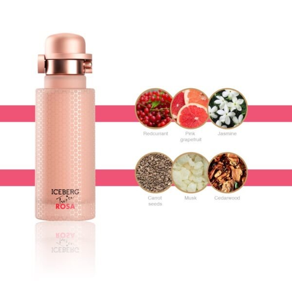 ICEBERG Twice ROSA - Woody Floral Musk Fragrance For The Modern Woman - Fresh And Fruity Feminine EDT Spray Perfume For Women - Sparkling Notes Of Redcurrant, Grapefruit, Jasmine, Cedarwood - 4.2 Oz - Image 7
