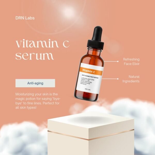 Vitamin C Serum with Vitamin E and Hyaluronic Acid with 20% L-Ascorbic Acid - Great for Hydration, Anti-Aging, Brightening and Reducing Appearnace of Wrinkles by DRN Labs. 1 Fl Oz - Image 7