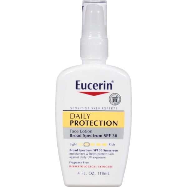 Eucerin Daily Protection Face Lotion with Broad Spectrum SPF 30 Sunscreen, Face Sunscreen Moisturizes and Helps Protect Sensitive, Dry Skin, Fragrance Free, 4 Fl Oz (Packaging May Vary) - Image 2