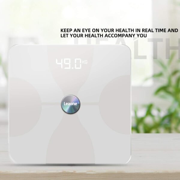 Leaone Bluetooth Body Fat Scale USB Rechargeable Smart Digital Bathroom Weight Scale Body Composition Analyzer with iOS & Android App for Body Weight Fat Water White 1Lb - Image 5