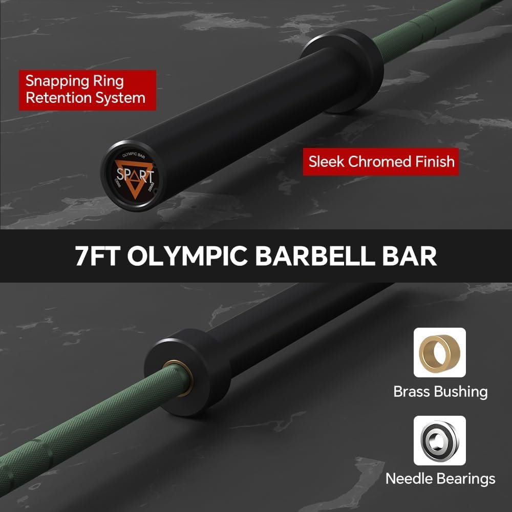 7FT/6.6FT Olympic Barbell Bar, Solid Olympic Bar with Bearings, 700Lbs/500Lbs Capacity Weight Bar for Home Gym Strength Training Weightlifting Powerlifting, Weight Bar Fit for 2 Inch Olympic Plates - Image 6