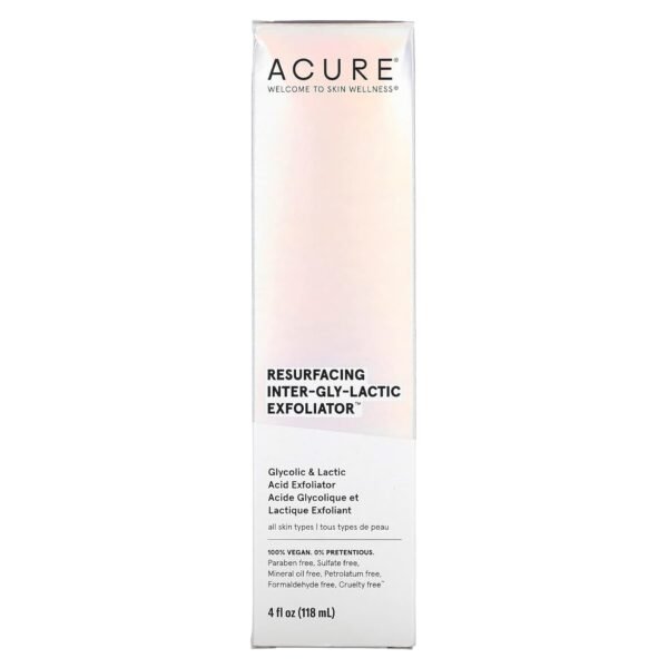 Acure Resurfacing Inter-gly-lactic Exfoliator - Gentle Facial Exfoliation with Glycolic & Lactic Acids - No Harsh Exfoliants - Minimizes Dullness & Boosts Skin's Natural Glow - 100% Vegan - 4 fl oz - Image 3