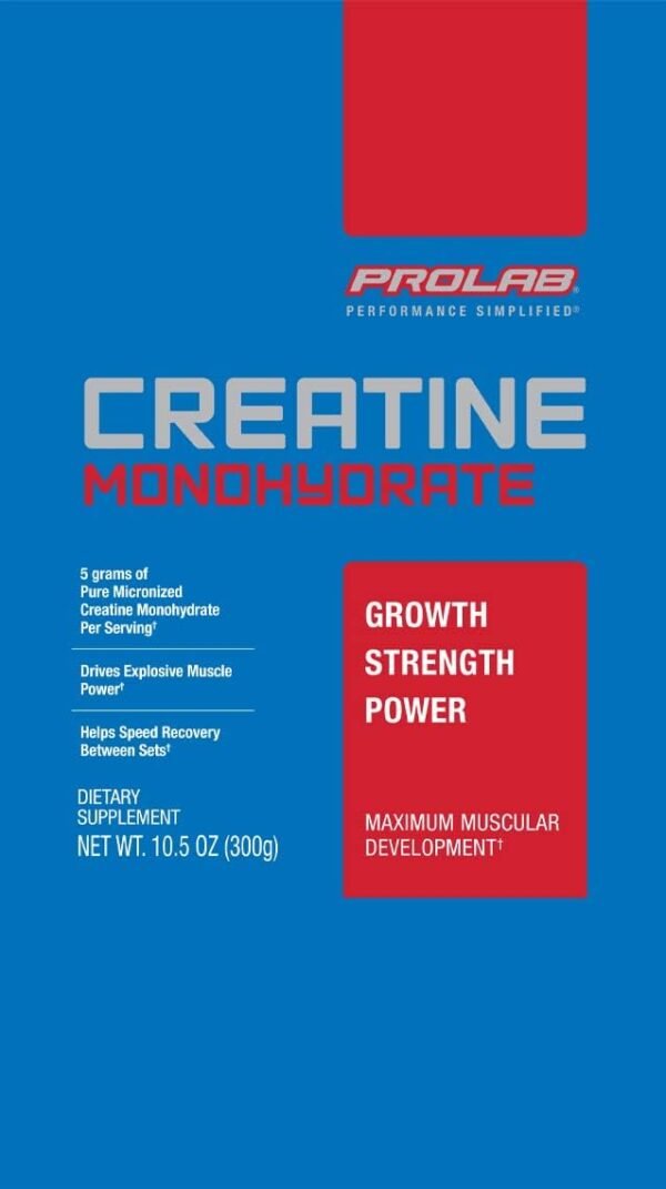 ProLab Creatine Monohydrate Best Micronized Creatine Powder, Sports Nutrition Supplement, Increased Muscle Mass, Strength, Endurance, Power (300g) - Image 6