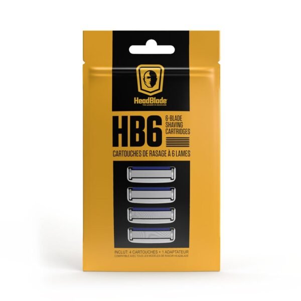 HeadBlade HB6 Refill Blades - 6 Stainless Steel Blades for No Tugging or Pulling, Shave Less, Works for Face, Body, and Scalp - Image 2