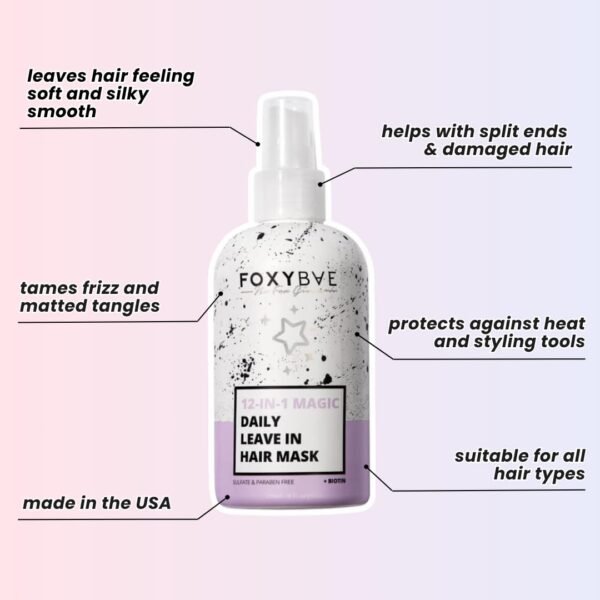 FoxyBae Hair Mask for Dry Damaged Hair and Growth - Overnight Hair Mask Treatment with Biotin & Shea Moisture - 8 Oz, Leave-in Conditioner Spray - Image 3
