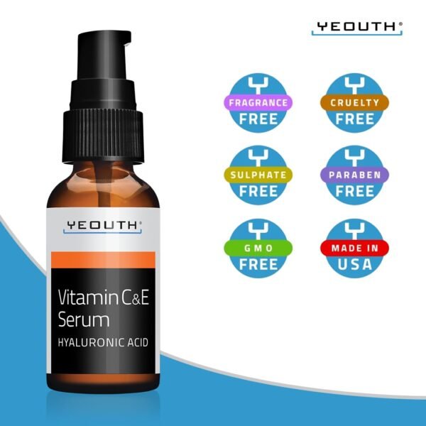 YEOUTH Vitamin C Face Serum with Vitamin E and Hyaluronic Acid, Hydrating Vitamin C Serum for Face, Targets the Appearance of Dull Spots 2oz - Image 8