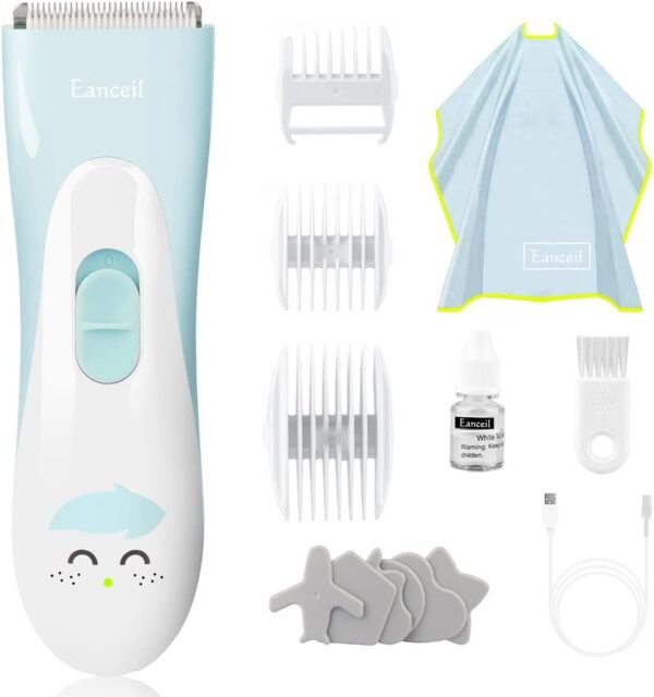 Baby Hair Clippers, Ceramic Blade Electric Kids Hair Trimmer, Ultra-Quiet Cordless Rechargeable Waterproof Haircut Kit for Kids & Adult - Image 2